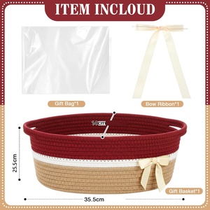 Caja Decorativa Vacía con Cintas y Bolsa de Cuerda Tejida, Cesta de Regalo Navideña, Almacenamiento para Regalos con Asas, Decoración del Hogar - Product Image 3