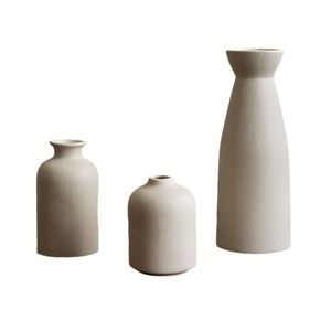 Dropshipping Shopify Ensemble de 3 petits vases en céramique beige pour la décoration, style moderne bohème et rustique - Product Image 5