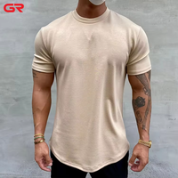 Logo personnalisé imprimé hommes Gym T-Shirt respirant haute extensible coton à manches courtes Scoop Hem solide motif sérigraphie Jersey