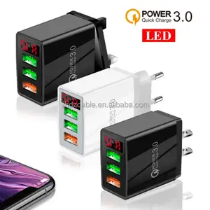 3USB digital fast charger QC3.0 multi-port charging head EU US UK 5V5.1A travel adapter for Apple Huawei Samsung