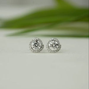 Pendientes de diamantes de oro blanco y oro rosa IGI-Chapado en oro certificado para fiesta de boda y regalo - Product Image 1