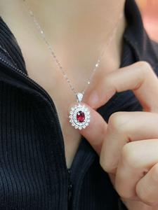 Lanphear kalung liontin mewah emas putih 18K kustom perhiasan bagus delima alami tanpa panas kalung berlian alami - Product Image 5