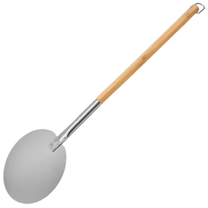 Pala para Pizza de Acero Inoxidable con Mango Largo de Madera, Espátula Metálica para Voltear - Product Image 1