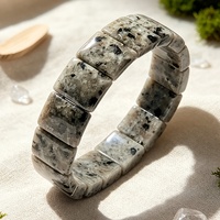 Bracelets extensibles de luxe en pierre Yooperlite, perles plates carrées, bracelets lumineux UV, bracelet épais en pierre naturelle, bracelet pour homme