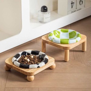 Soporte de madera para cuencos de mascotas, elevado, antideslizante, estable, para perros y gatos, soporte para platos de comida, diseño moderno, forma cuadrada - Product Image 4