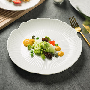 Assiettes à dîner en céramique en forme de fleur, plats pour steak, pâtes, spaghetti, fruits, desserts sucrés, plateaux de service, vaisselle de restaurant - Product Image 3