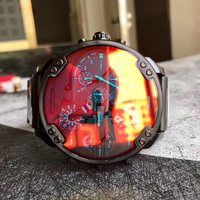 Montre Homme de Course Urbaine Industrielle Géante avec Cadran Multiple, Aiguilles Lumineuses Cyan, Lunette Décorée à Vis et Plusieurs Couronnes