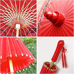 Ô Dù Giấy Dầu Truyền Thống Lãng Mạn Trung Quốc Bán Sỉ Hoa Sen Có Tua Rua - Product Image 4