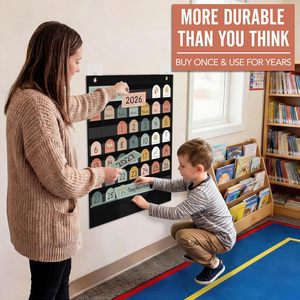 Tableau de calendrier mensuel pour salle de classe, format poche, 24x21 pouces, à fixer au mur, pour l'apprentissage des enfants et les fournitures pour enseignants - Product Image 5
