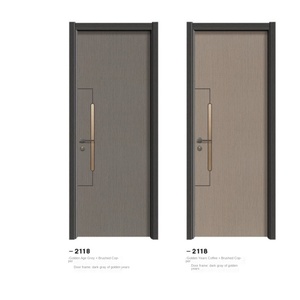Porte de chambre moderne bicolore en bois massif Porte intérieure en cristal de carbone personnalisée étanche à l'humidité avec fonction antivol - Product Image 4