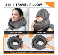 Oreiller de voyage avec capuche extra large pour l'intimité de l'avion et le confort Mousse à mémoire de forme pour le soutien de la tête et du cou pour le sommeil et le repos