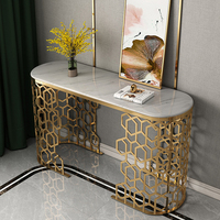 Table de console moderne avec meubles de salon en acier inoxydable doré