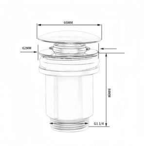 Goulotte de lavabo escamotable G1 1/4 avec panier anti-colmatage et trop-plein en acier inoxydable et plastique pour lavabo de salle de bain, système Click Clack - Product Image 6