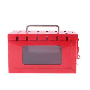 グループ安全ロックのロックアウトステーションとして使用される、12〜13個の南京錠を備えたQVAND赤いグループ安全ロックボックス - Product Image 5