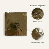 Carreaux muraux en céramique faits à la main, effet métallique brillant ondulé, 100x100, Zellige, pour crédence de cuisine et décoration de salle de bain