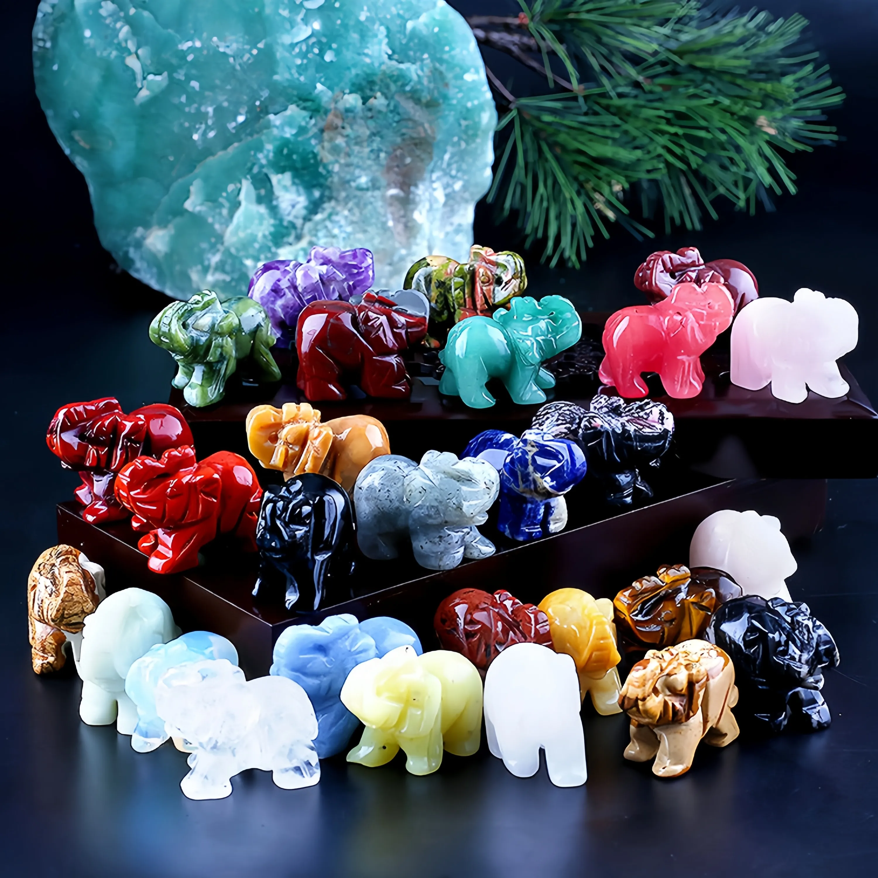 Hotsale Natuurlijke Kristallen Standbeeld 2 Inch Helende Steen Olifant Kristal Beeldjes Kristallen Snijwerk Voor Huisdecoratie