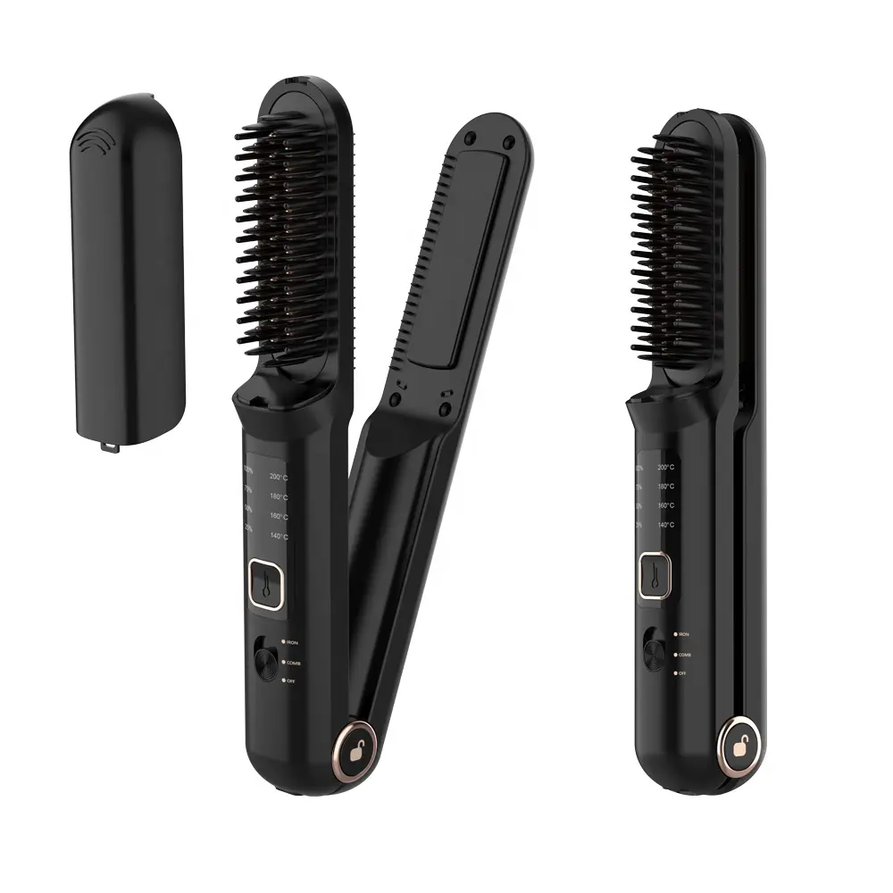 Personalizzato riscaldato 2 in 1 USB Mini pettine senza fili piastra per capelli senza fili spazzola per capelli