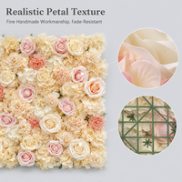 Panneau mural de fleurs artificielles blanches ivoire mélangées avec roses, pivoines et hortensias pour décoration de fond de mariage, vitrine de magasin, événement ou fête
