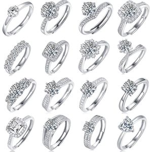 Anello di Fidanzamento in Argento Puro con Moissanite a Sei Punte, Fede Nuziale, Gioielli Raffinati per Donne - Product Image 3