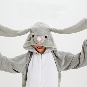 サンプル利用可能な漫画の動物ワンピースパジャマ大人の秋と冬のフランネルパンダ恐竜フード付き毛布 - Product Image 6