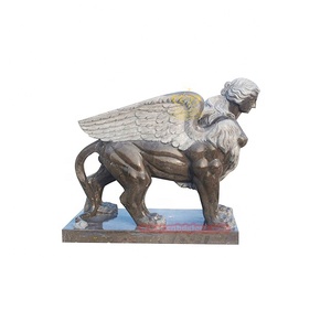 Design moderno intagliato a mano in marmo nero Sfinge statua all'aperto giardino decorazione paesaggio scultura con 1 anno di garanzia stile greco - Product Image 1