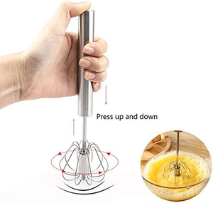 خفاقة بيض يدوية دوارة من الفولاذ المقاوم للصدأ، خلاط متعدد الاستخدامات لرغوة الحليب والخلط والتقليب - Product Image 3