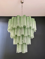 Lustre à étages en verre vert géant, design américain Murano, moderne, nordique, vintage, personnalisé pour hôtel, villa, escalier, maison