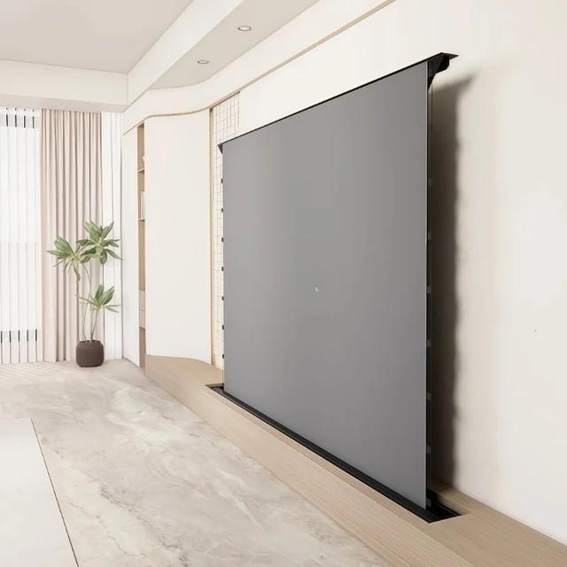 Remote-Controlled Electric Retractable Projection Screen 1.1 Gain ALR Micro-Perforated PVC Acoustic Transparent Floor Rising