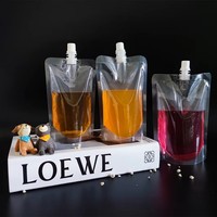 Pochettes souples biodégradables CM en plastique transparent à bec verseur, résistantes, pour jus, boissons et vin liquide