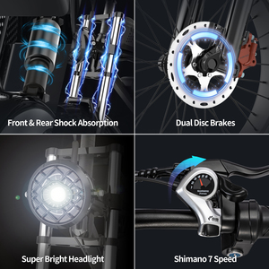 YVY Q20 20" 48V 20Ah Fatbike UL2849 CE Bici <span class=keywords><strong>Elettrica</strong></span> con Pneumatici Larghi, <span class=keywords><strong>Mountain</strong></span> <span class=keywords><strong>Bike</strong></span> <span class=keywords><strong>Elettrica</strong></span> con Sospensione Completa per Adulti - Product Image 5