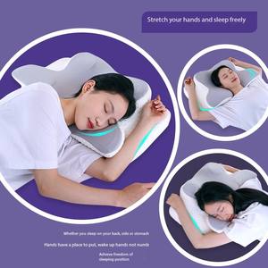 Bantal tempat tidur katun memori kualitas tinggi, penopang leher perawatan nyeri tengkuk untuk membantu tidur bantal leher ergonomis - Product Image 4