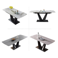 Usine de meubles Guangdong ensemble de tables à manger en pierre 6 places table à manger extensible ensemble de 6 chaises Oka meubles de luxe en béton