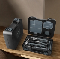 Boîte à outils portable haut de gamme noire personnalisée de 19 pièces pour la maintenance domestique, kit d'outils à main pour le bricolage, coffret cadeau de quincaillerie