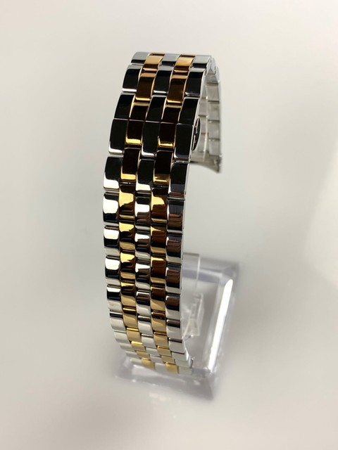 B250007 20MM Custom LOGO 316L Stainless Steel CHARM Watch Band Butterfly Clasp Two-Tone Gold Durability Precision