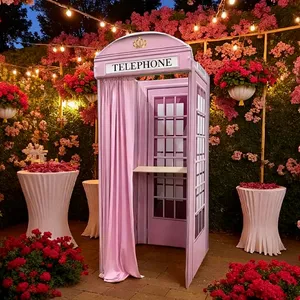 Toile de fond cabine téléphonique rouge pour mariage, livre d'or audio, style britannique, support de fond pour photomaton, cadre <span class=keywords><strong>portable</strong></span> en aluminium - Product Image 3
