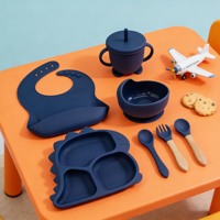Ensemble d'alimentation pour bébé en silicone de qualité alimentaire, écologique, non toxique, avec bavoir, bol et assiette en silicone pour enfant, prix d'usine