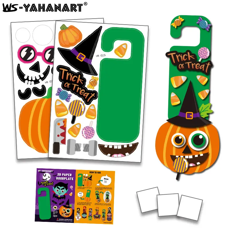 2021 Nieuwe Kinderen Cartoon Halloween Decoratie Deur Opknoping Stickers Ghost Festival Pompoen Vakantie Spel Diy Stickers