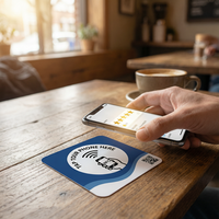 Carte d'avis d'hôtel personnalisable avec code QR NFC 213, adhésive, noire mate, étanche, avec support