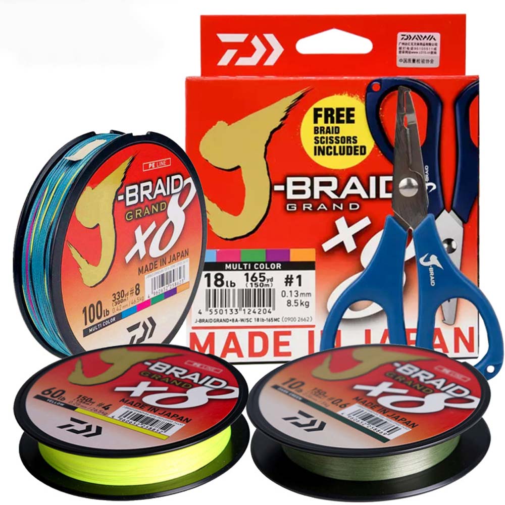 Orijinal X8 örgülü DAIWA J-BRAID GRAND 8 standları olta japonya Monofilament PE ücretsiz örgü makas cazibesi Pesca sazan 300m