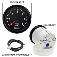 Tachometer 12V Untuk Mobil Diesel 1-20 Silinder 6000RPM 52mm Dengan Lampu Latar Putih, Pengukur RPM, Meter RPM, Gauge Mobil Kustom