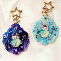 Porte-clés personnalisé en acrylique nacré, effet irisé, breloque en plastique, fabricant pour cadeaux de merchandising de dessins animés et d'anime, UV