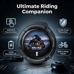 เครื่องนำทาง GPS สำหรับมอเตอร์ไซค์แบบวงกลม AMOLED กันน้ำ พร้อมหน้าจอแสดงผลแบบมองเห็นได้แม้โดนแสงแดด และพอร์ต USB สำหรับการขับขี่กลางแจ้ง - Product Image 4