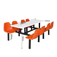 Ensemble de table et de chaises à manger modernes en fibre de verre Shanfeng pour 8 personnes, pour les cafétérias scolaires et les salles à manger de bureau