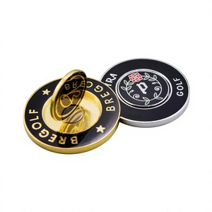 Marqueur de balle de golf en alliage de zinc, aimant, pièce de monnaie, émail double face, 40 mm - Product Image 1