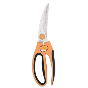 Yangjiang <b>Kitchen</b> <b>Scissors</b> Stainless Steel Orange Black Handle Household Use Elbow Shape Bulk Specification - Product Image 4