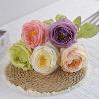 Grandes roses artificielles à bords frisés pour la décoration du salon, les arrangements de table à manger, l'art floral, la Saint-Valentin