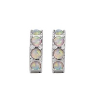 Boucles d'oreilles Icebela Jewelry en argent sterling hypoallergénique avec opale colorée sertie dans un cadre unique