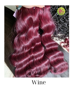 Cheveux humains vietnamiens de bonne qualité, couleur rouge vin, ondulation profonde lâche, 22 pouces, avec closure en dentelle HD 5x5, vente en gros - Product Image 4