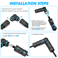 Connecteur RJ45 en nylon étanche IP68, adaptateur Ethernet Cat6 à angle droit de 90 degrés, montage sur panneau, coupleur femelle