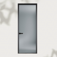 Porte coulissante intérieure à 2 panneaux en alliage d'aluminium, moderne, minimaliste, en fibre de verre, verre trempé, insonorisée, personnalisable